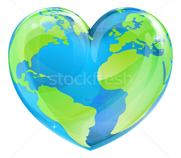Dia da terra coração terra mundo globo forma de coração Foto stock © Krisdog