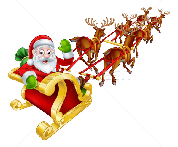 聖誕老人 馴鹿 聖誕節 雪橇 漫畫 聖誕老人 商業照片 © Krisdog
