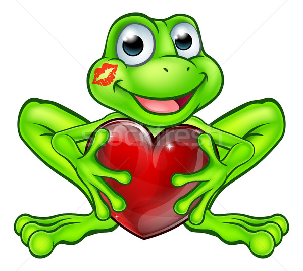 Cartoon grenouille baiser amour coeur conte de fées [[stock_photo]] © Krisdog