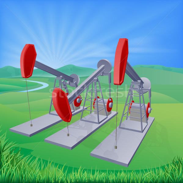 Oil well pumpjacks Stock photo © Krisdog