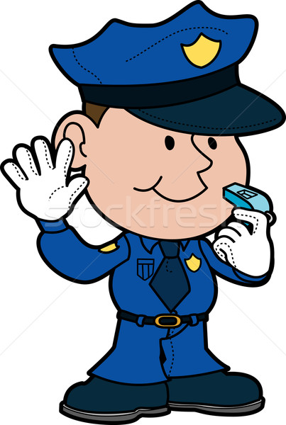Ilustracja policjant strony w górę gwizdać człowiek Zdjęcia stock © Krisdog