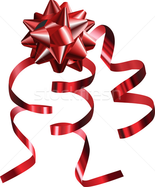  illustration of a pretty shiny red bow with ribbons Stock photo © Krisdog