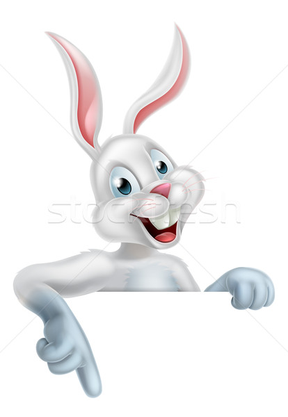 белый Пасхальный заяц кролик знак счастливым Cartoon Сток-фото © Krisdog