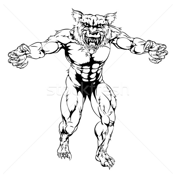 Werewolf wolf scary sports mascot Stock photo © Krisdog