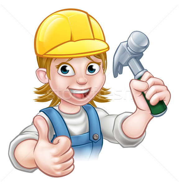 Woman Carpenter Holding Hammer Stock photo © Krisdog