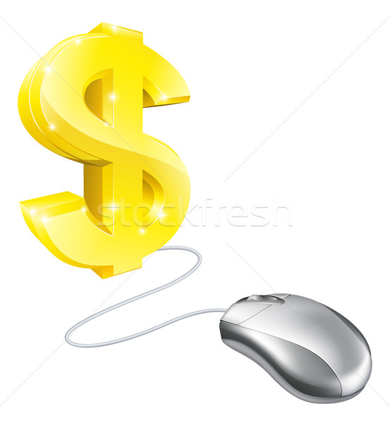 Stockfoto: Computermuis · dollar · goud · dollarteken · business · geld