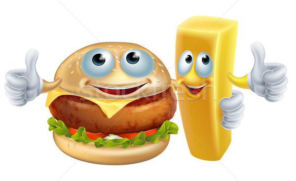 Burger and chip characters Stock photo © Krisdog