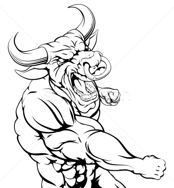 Tough bull character punching Stock photo © Krisdog