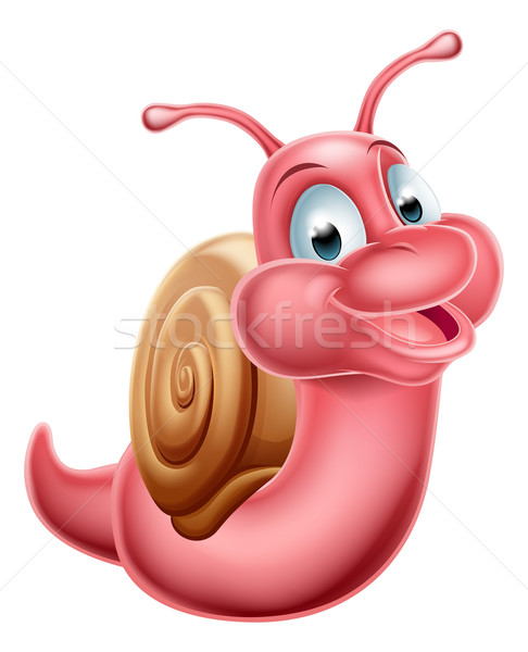 [[stock_photo]]: Cute · cartoon · escargot · illustration · heureux · maison