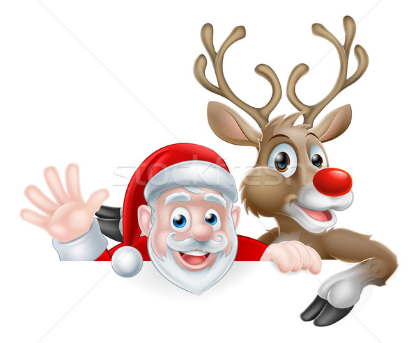 Santa and Reindeer Cartoon Stock photo © Krisdog