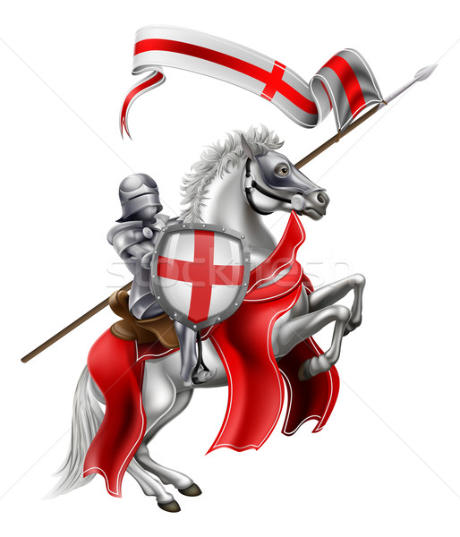 Saint Angleterre chevalier cheval illustration médiévale Photo stock © Krisdog