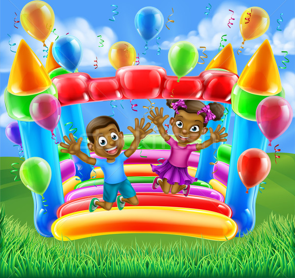 Children on Bouncy Castle Stock photo © Krisdog