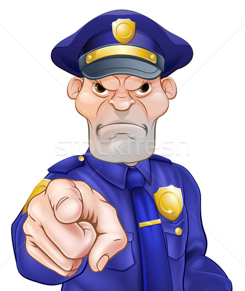 Mérges mutat rendőrtiszt rajz rendőr kéz Stock fotó © Krisdog