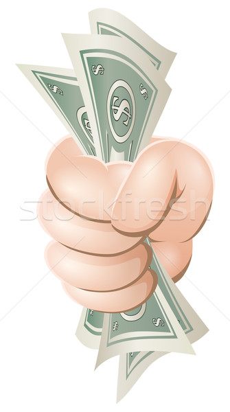 Stock foto: Karikatur · Hand · halten · Geld · Illustration · Faust