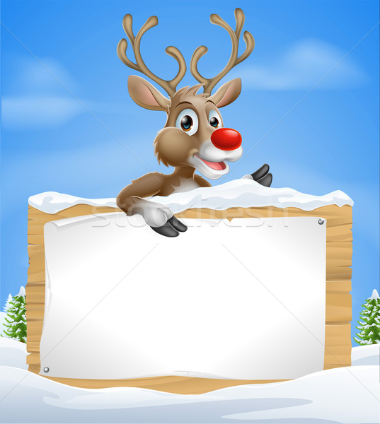 Christmas Cartoon Reindeer Sign Stock photo © Krisdog