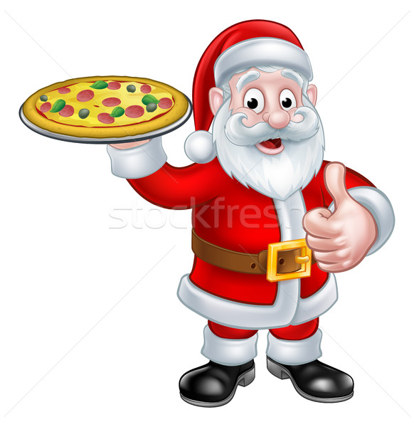 Cartoon Santa Claus Holding Pizza Stock photo © Krisdog