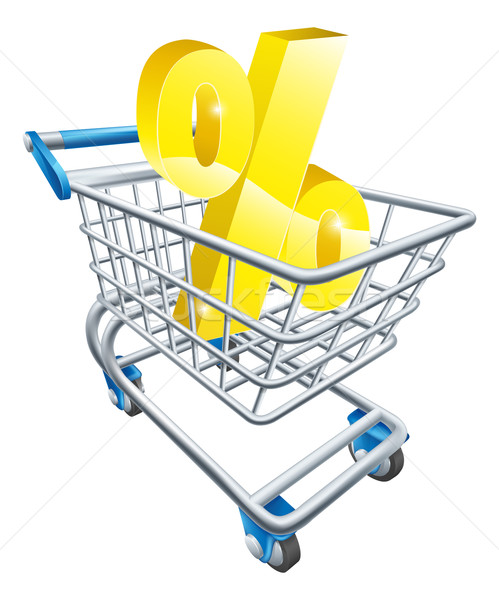 Pour cent taux pourcentage signe supermarché panier Photo stock © Krisdog