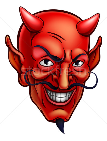 Stockfoto: Duivel · gezicht · cartoon · Rood · satan · demon