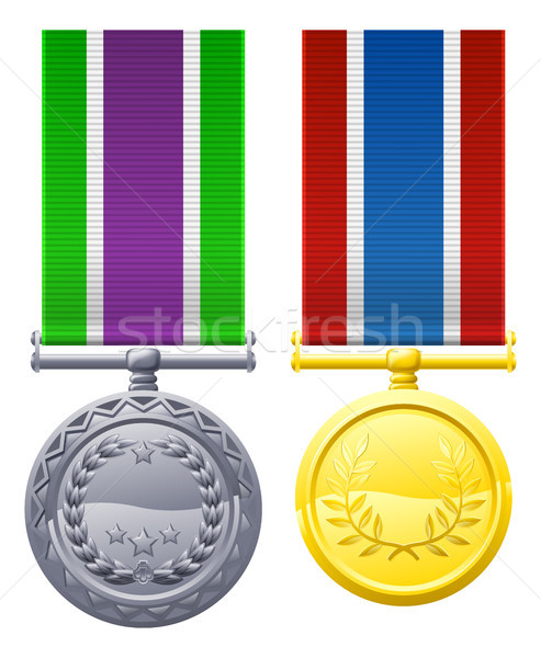 Two metal chest medals and ribbons Stock photo © Krisdog