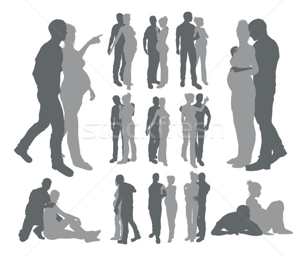 Couple silhouettes pregnant woman Stock photo © Krisdog