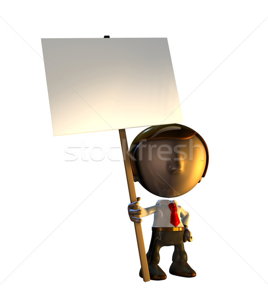 3d business man character standing holding sign Stock photo © Krisdog