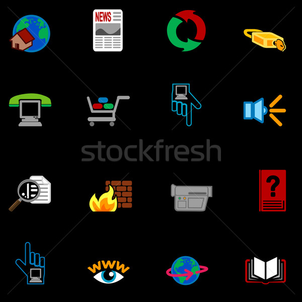Internet set icone web business shopping Foto d'archivio © Krisdog