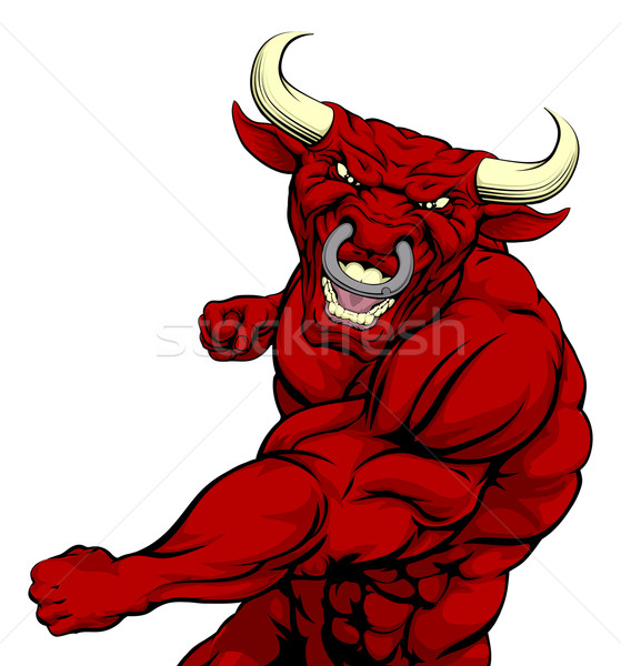 Fighting red bull mascot Stock photo © Krisdog