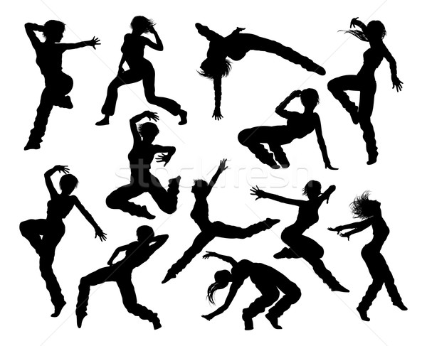 Rue danse danseur silhouettes femme [[stock_photo]] © Krisdog