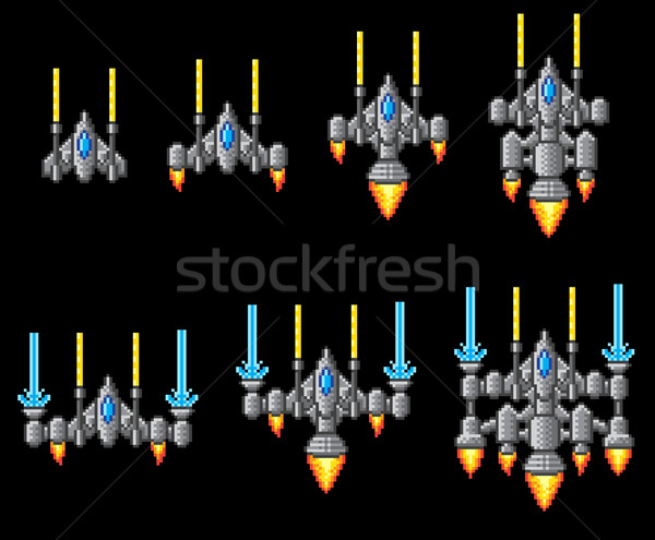 Pixel Art Arcade Video Game Spaceship Stock photo © Krisdog