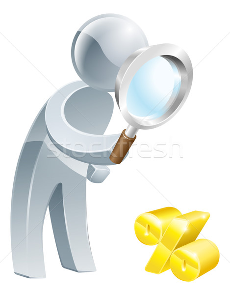 Percent sign magnifying glass person Stock photo © Krisdog