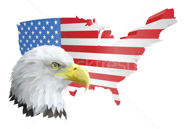 Stock photo: patriotic american eagle and flag