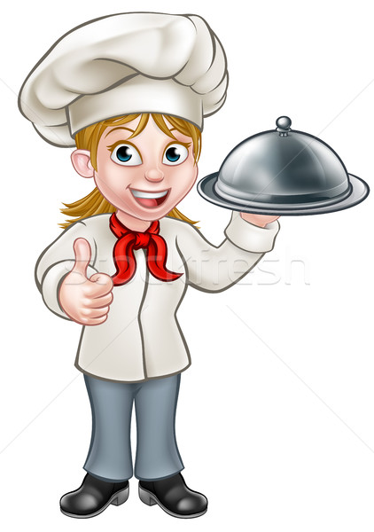 Femal Woman Chef Cartoon Character Stock photo © Krisdog