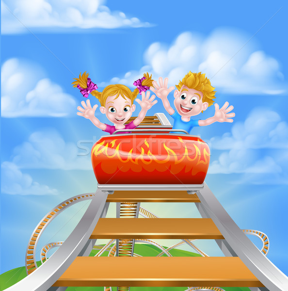 Cartoon Theme Park Roller Coaster Stock photo © Krisdog