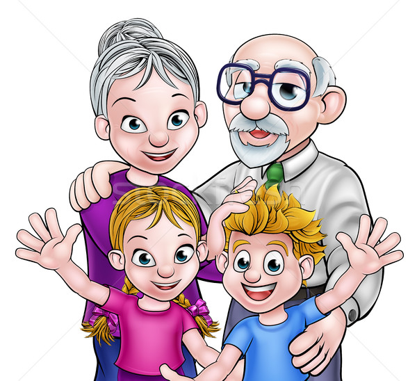 Grootouders kinderen familie scène vrouw man Stockfoto © Krisdog