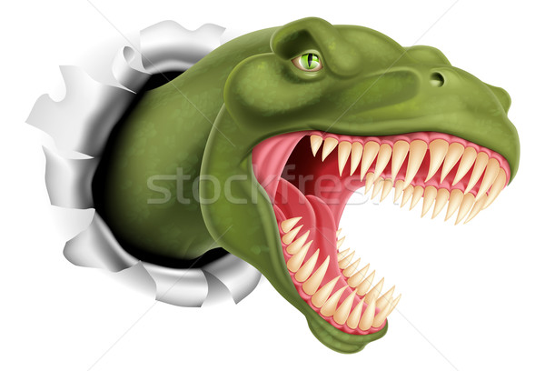 T Rex dinosaur ripping through a wall Stock photo © Krisdog