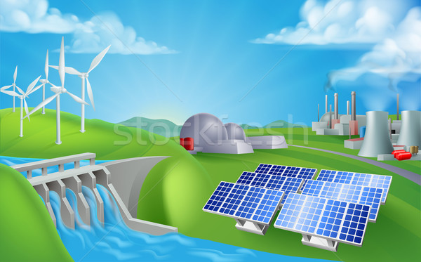 Energie putere generatie ilustrare regenerabile solar Imagine de stoc © Krisdog