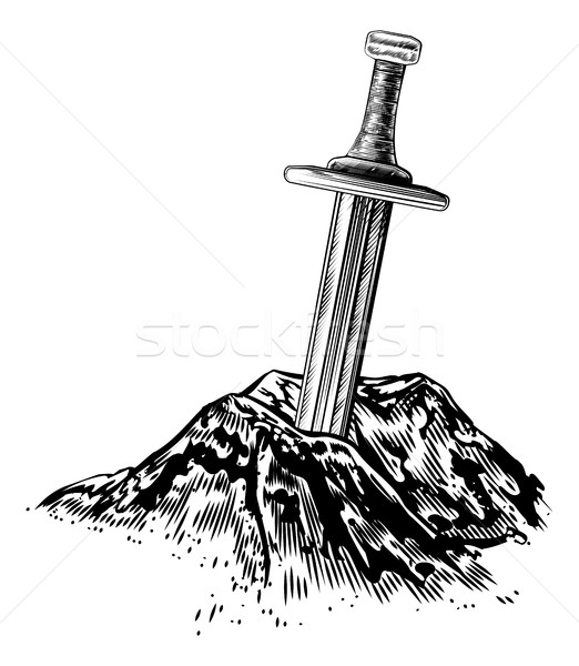 Excalibur Sword in the Stone Illustration Stock photo © Krisdog