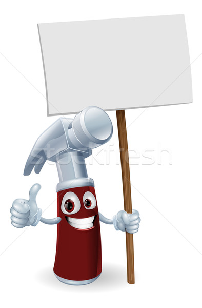 Cartoon hammer with board sign Stock photo © Krisdog