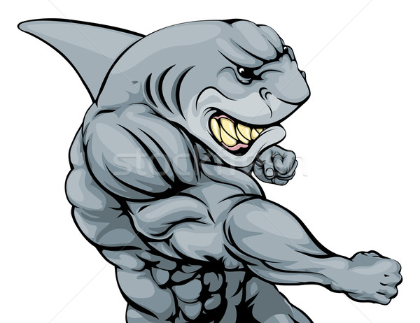 Punching shark mascot Stock photo © Krisdog