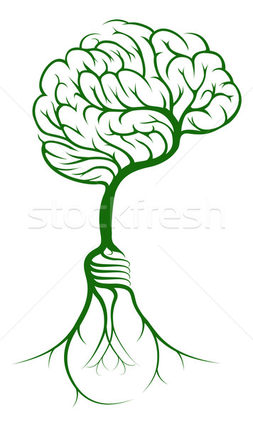 Stock photo: Brain tree lightbulb roots