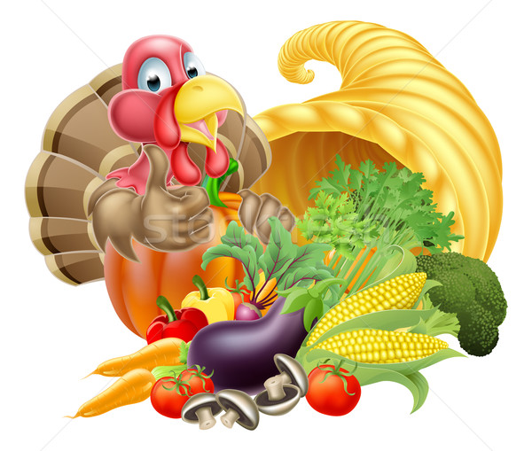 Thumbs Up Turkey and Cornucopia Stock photo © Krisdog