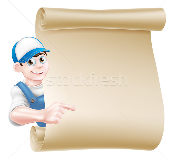 Pointing plumber scroll Stock photo © Krisdog