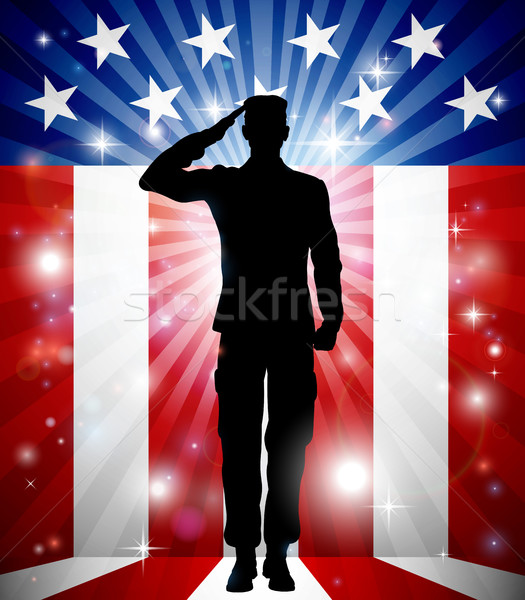 Stock photo: US Soldier Salute Patriotic Background