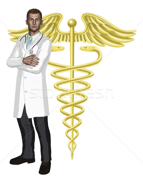 Doctor and caduceus symbol illustration Stock photo © Krisdog