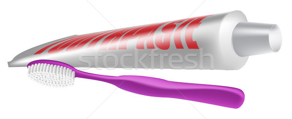 牙膏 牙齒 刷 插圖 管 和 商業照片 © Krisdog
