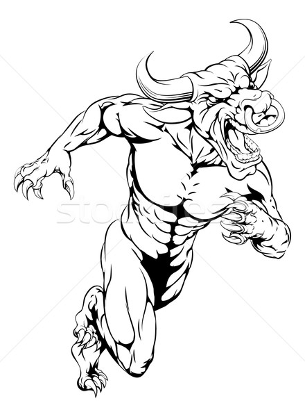 Stock photo: Bull mascot sprinting