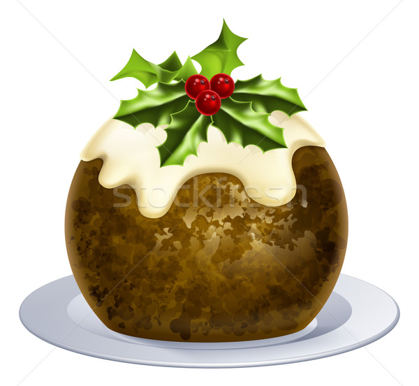 Christmas pudding ciasto ilustracja tle zimą Zdjęcia stock © Krisdog