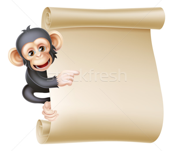 Stock photo: Cartoon Monkey Scroll