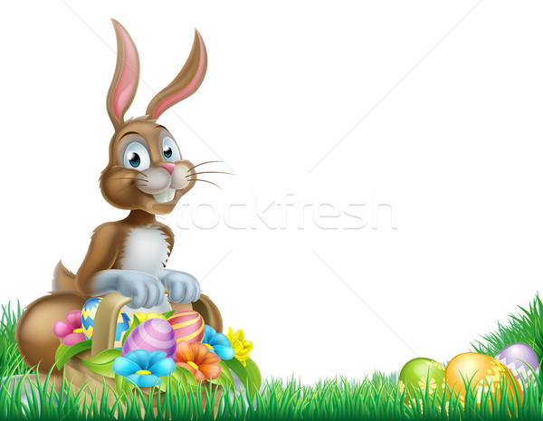 Stok fotoğraf: Karikatür · easter · egg · sepet · tavşan · easter · bunny