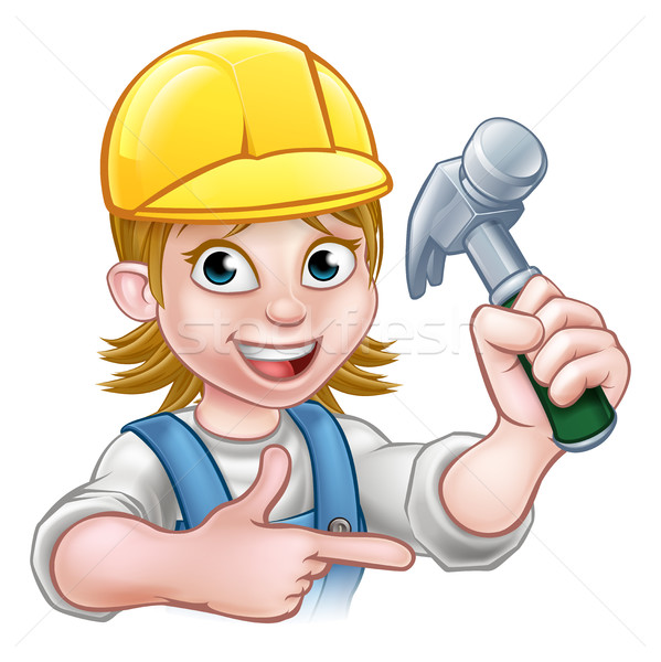 Female Carpenter Woman Cartoon Character Stock photo © Krisdog